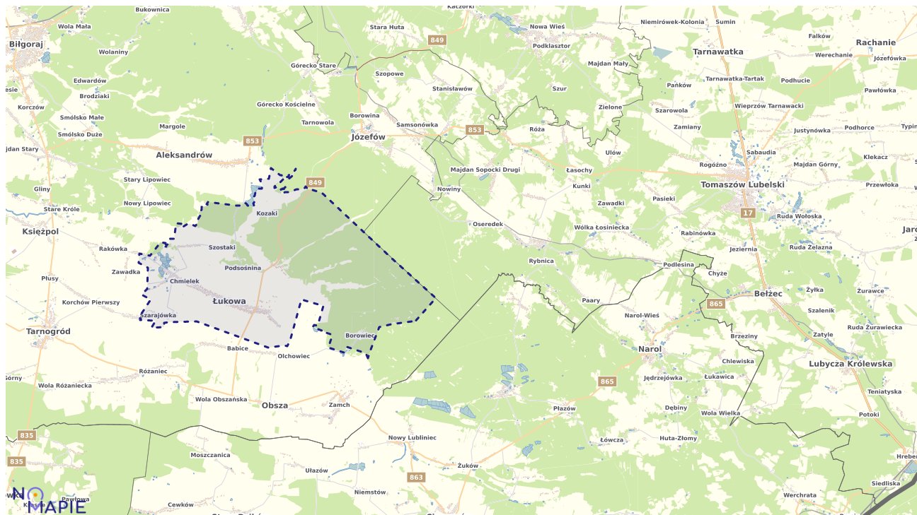 Mapa obszarów ochrony przyrody Łukowej